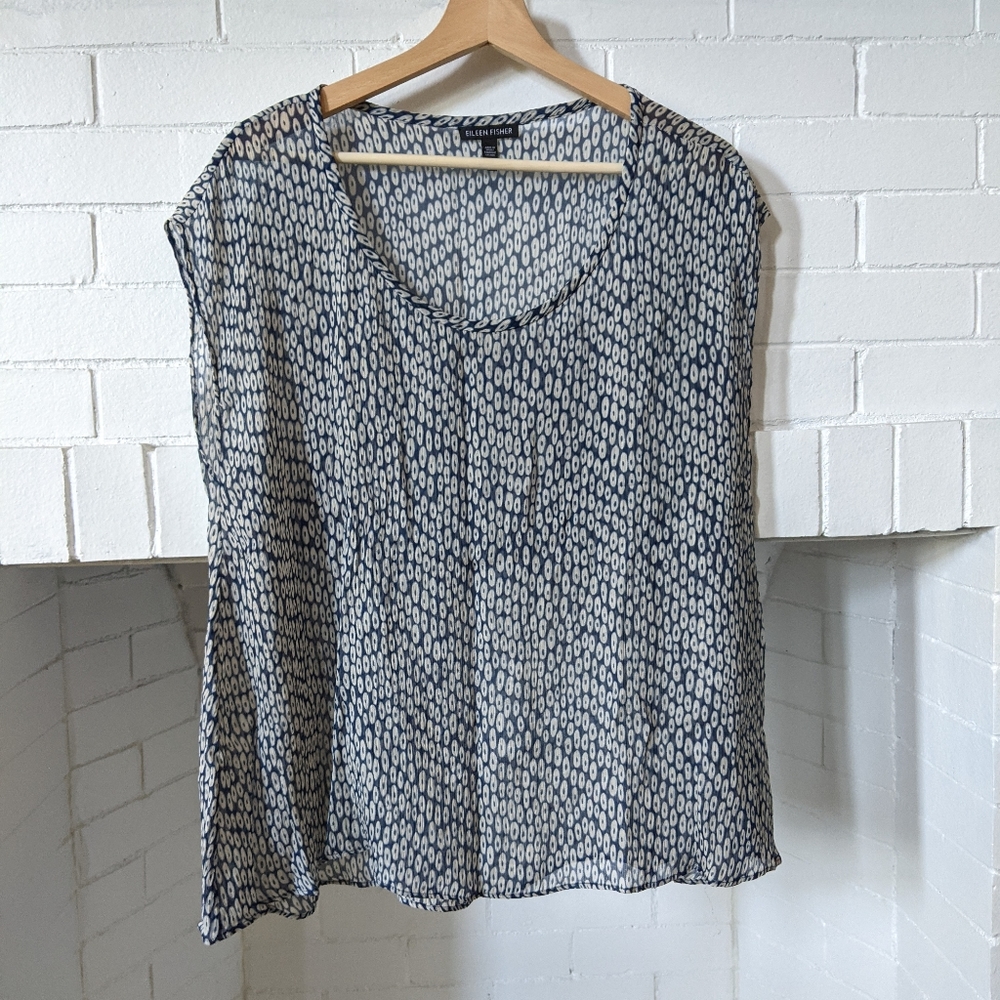 Eileen Fisher Sheer Silk Sleeveless Blouse